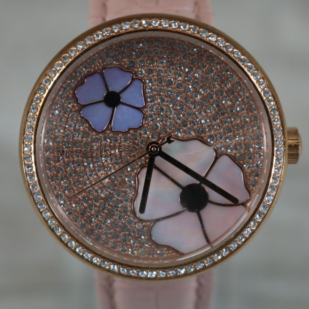Michael Kors Courtney MK2715 Floral Watch – Pre-Owned, New Battery, Round, Pink
